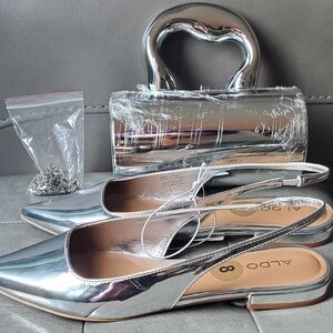 Bundle ALDO Women's Flynne Ballet Flat Sz 8 and Matching Hardshell Bag